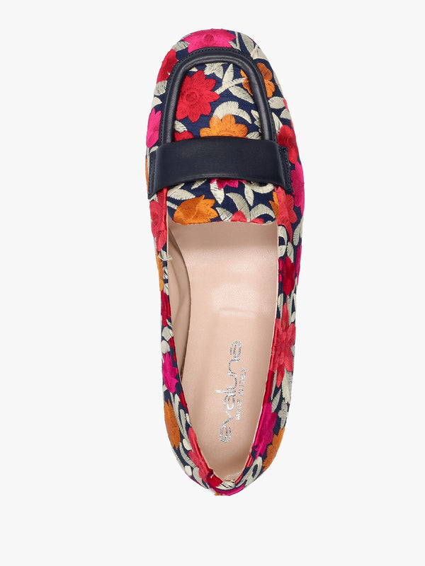 Multicoloured Floral Embroidered Loafers