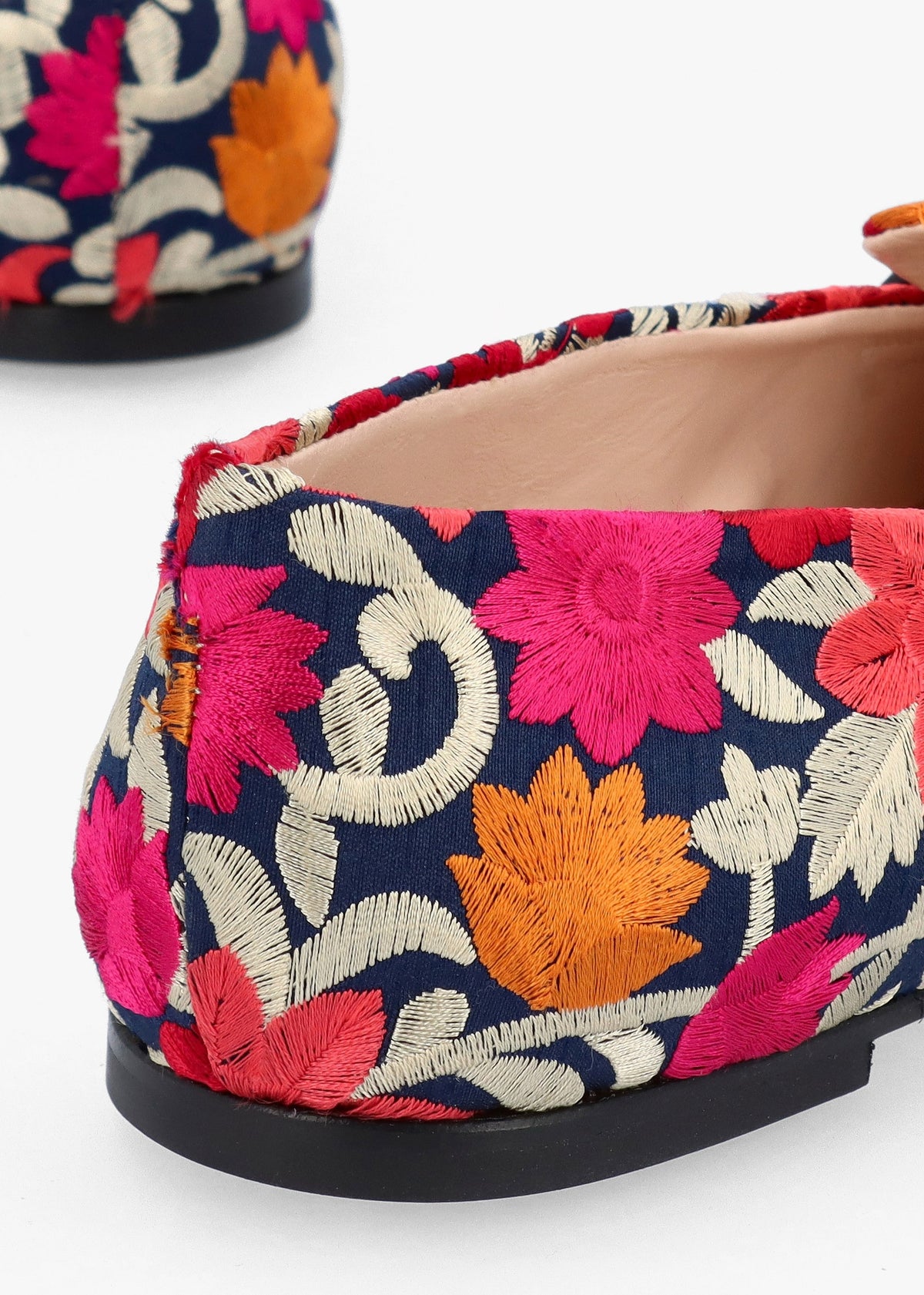Multicoloured Floral Embroidered Loafers