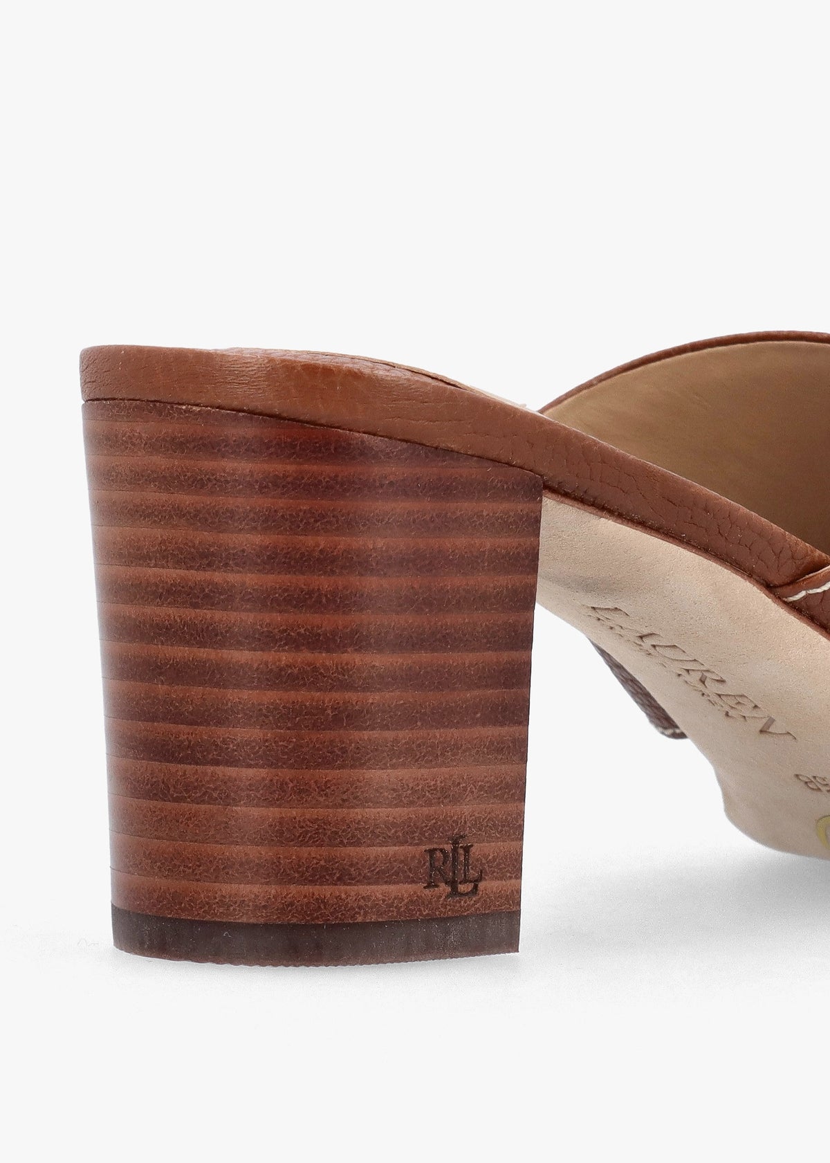 Freddi Polo Tan Leather Cross Strap Heeled Mules