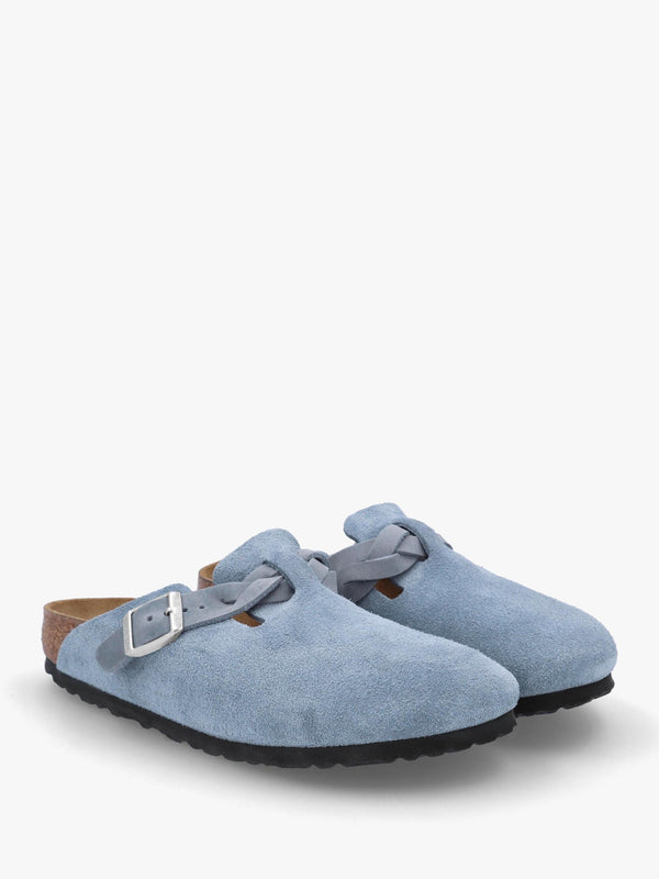 Boston Braided Elemental Blue Suede Leather Clogs