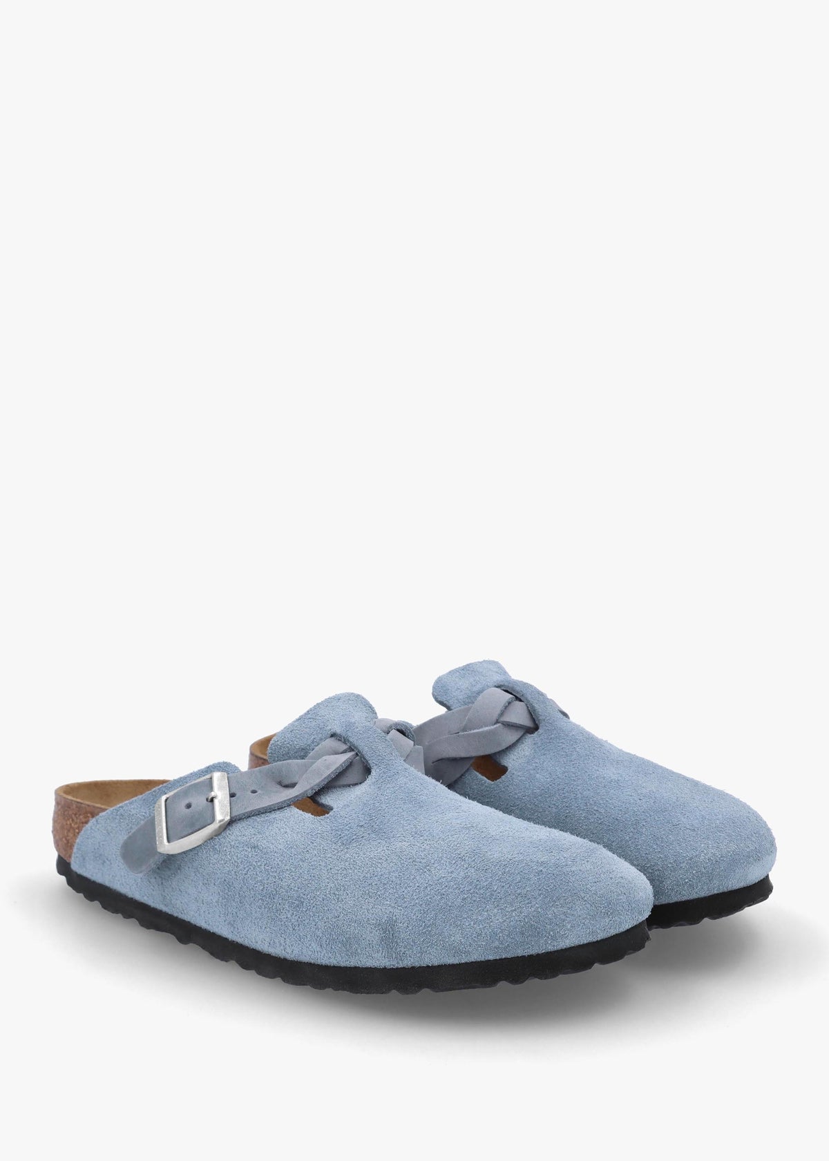 Boston Braided Elemental Blue Suede Leather Clogs