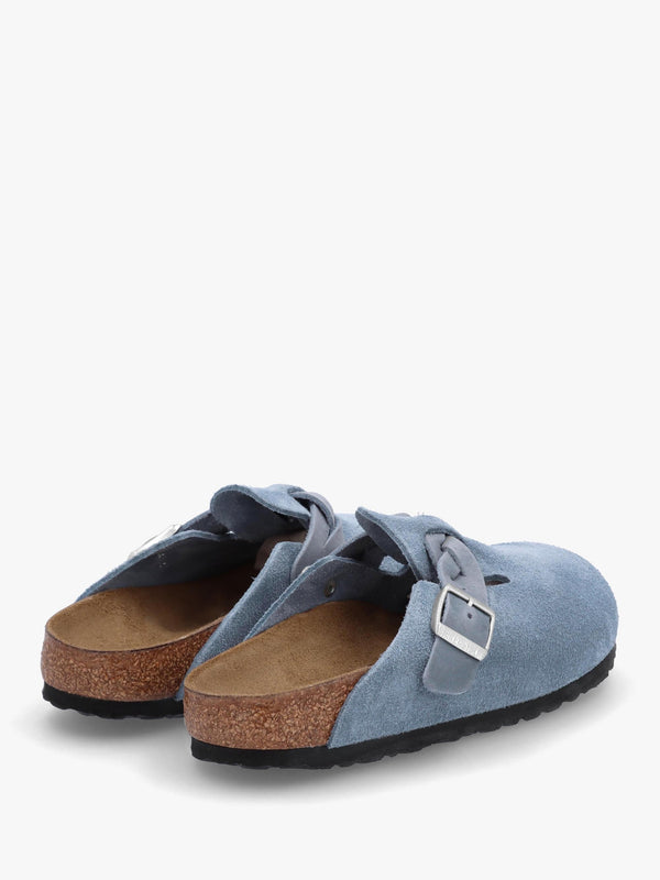 Boston Braided Elemental Blue Suede Leather Clogs