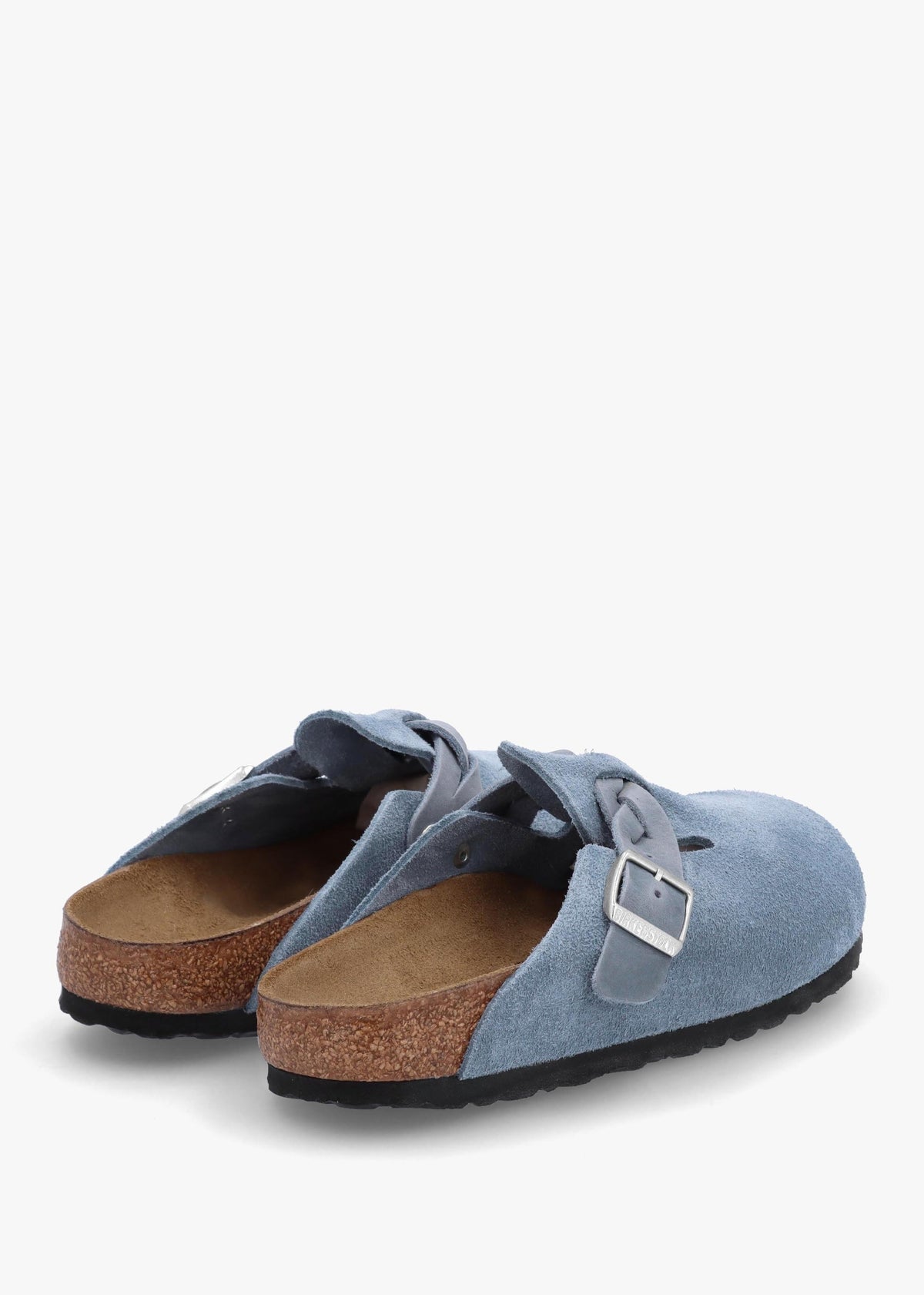 Boston Braided Elemental Blue Suede Leather Clogs