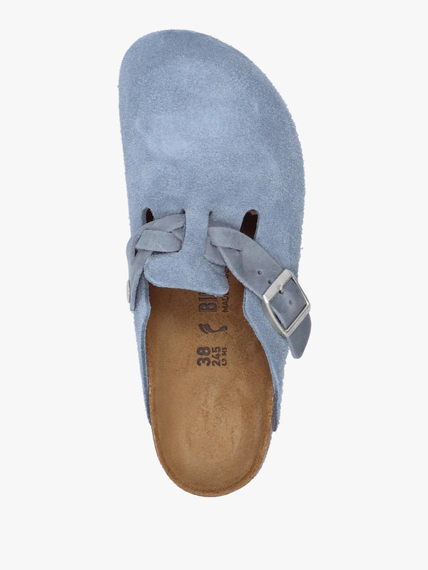 Boston Braided Elemental Blue Suede Leather Clogs