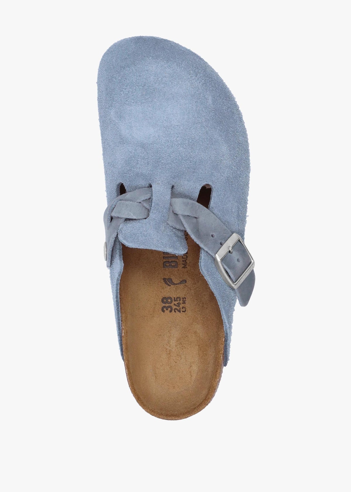 Boston Braided Elemental Blue Suede Leather Clogs