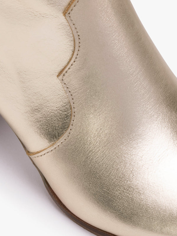 Barara Gold Leather Western Ankle Boots
