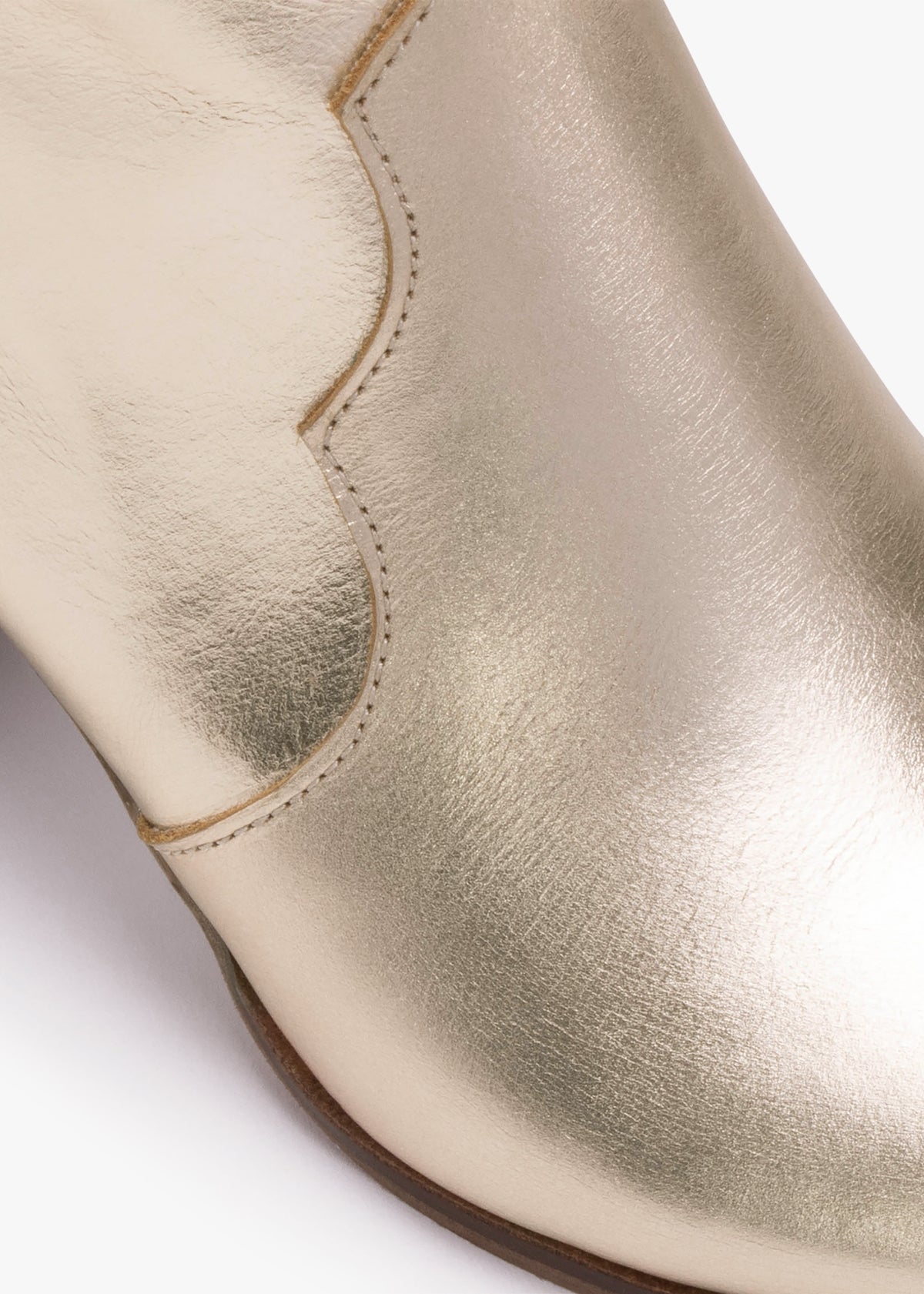 Barara Gold Leather Western Ankle Boots
