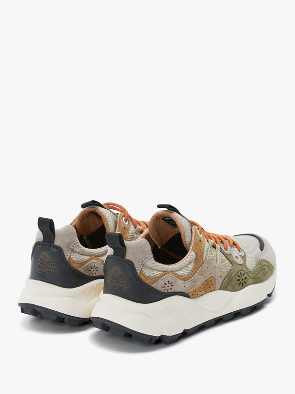 Men’s Yamano 3 Beige-Army Green Suede & Mesh Trainers