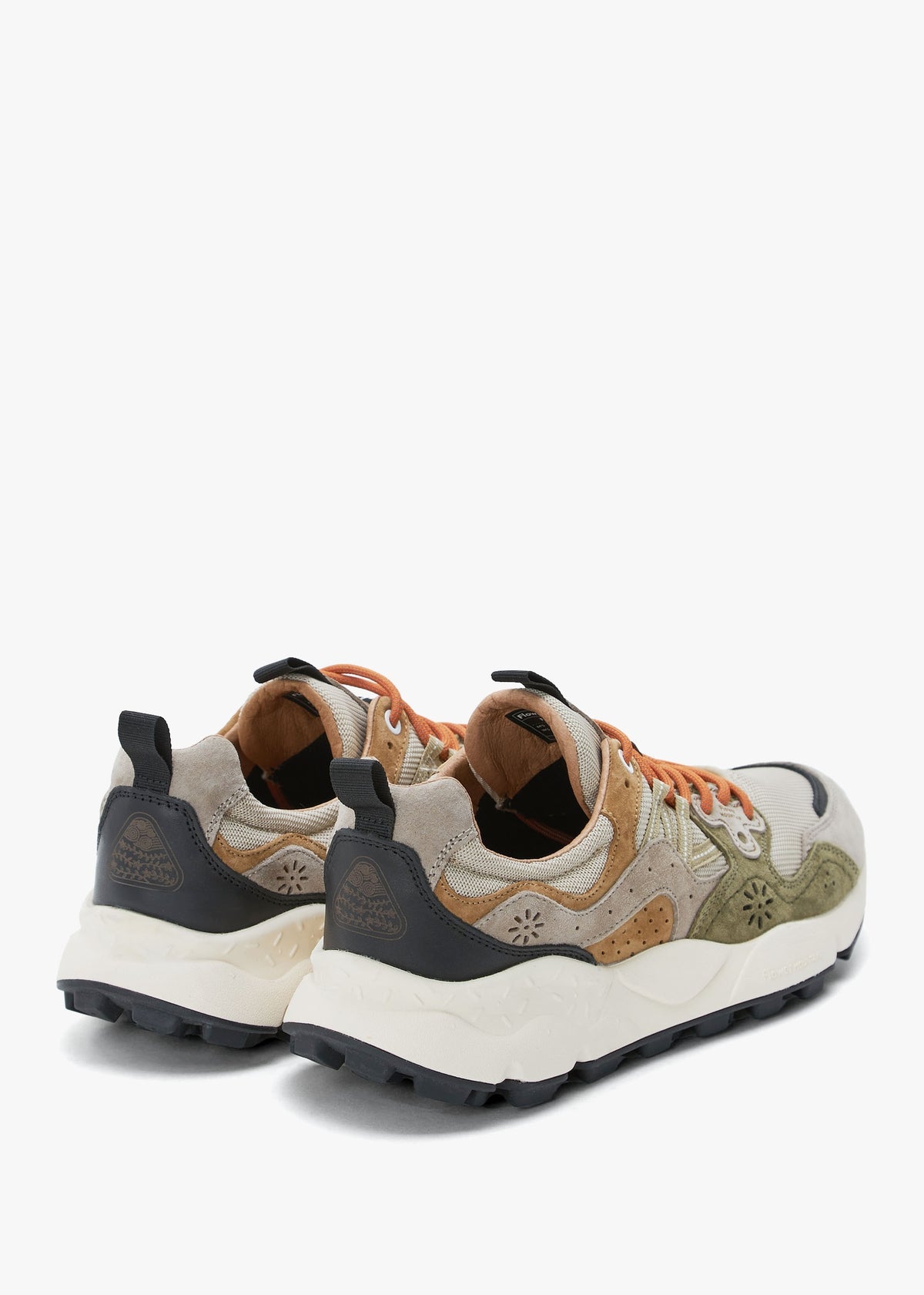 Men’s Yamano 3 Beige-Army Green Suede & Mesh Trainers