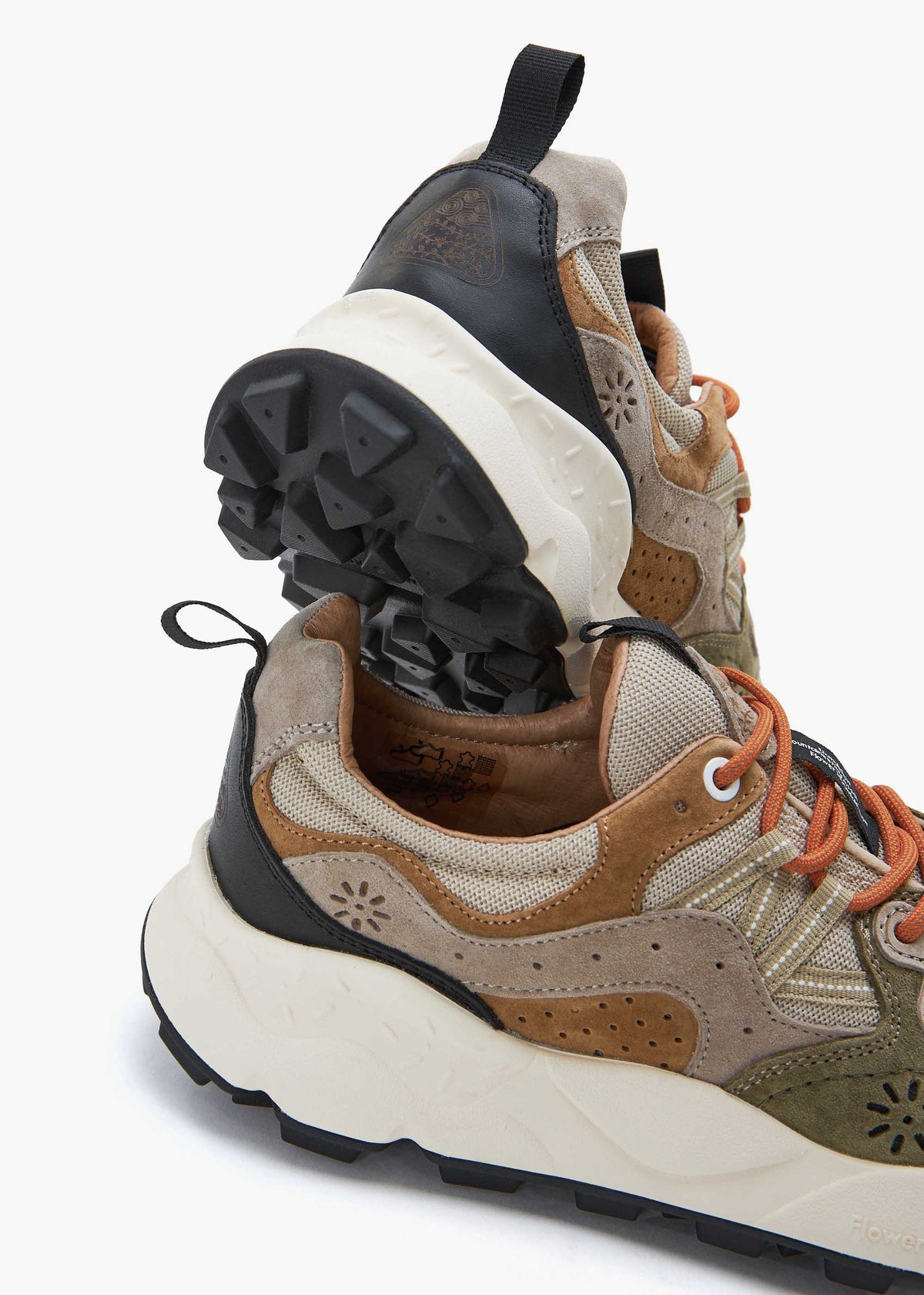 Men’s Yamano 3 Beige-Army Green Suede & Mesh Trainers