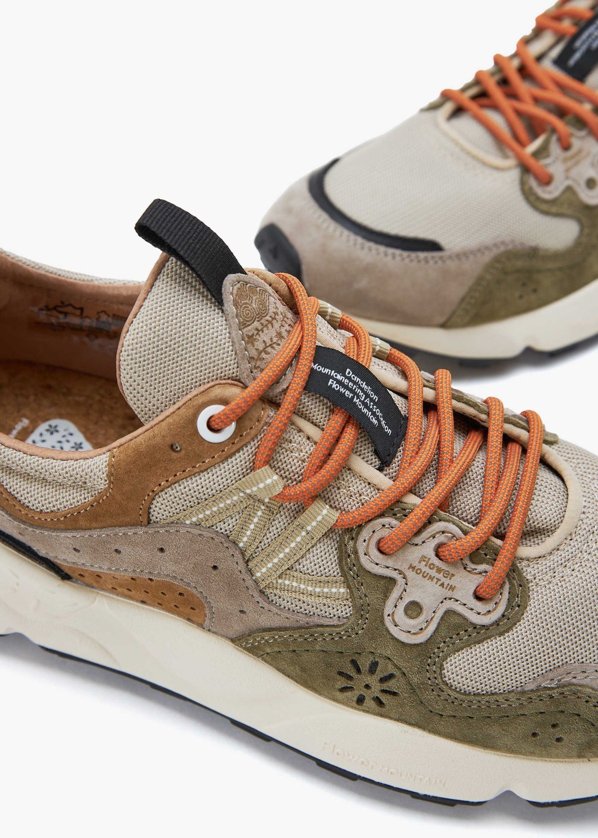 Men’s Yamano 3 Beige-Army Green Suede & Mesh Trainers