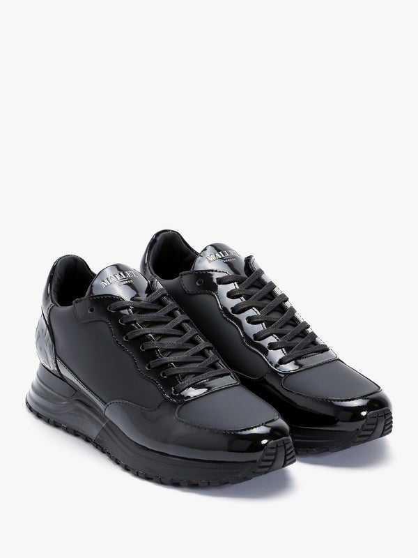 Popham Triple Black Patent Trainers