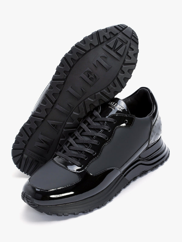 Popham Triple Black Patent Trainers