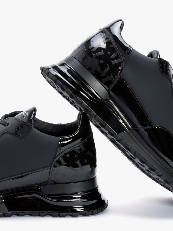 Popham Triple Black Patent Trainers