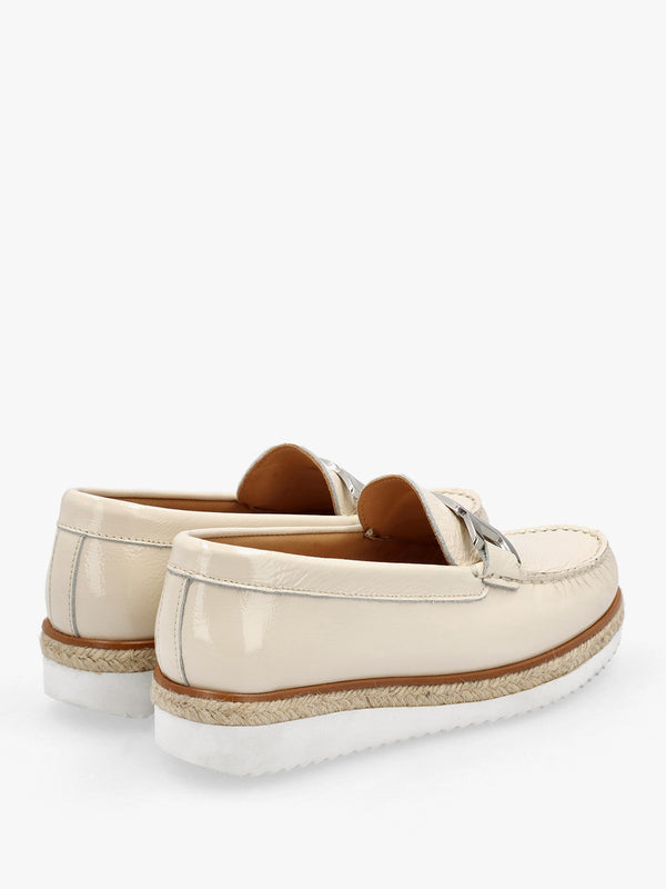 Peonie Beige Patent Leather Loafers