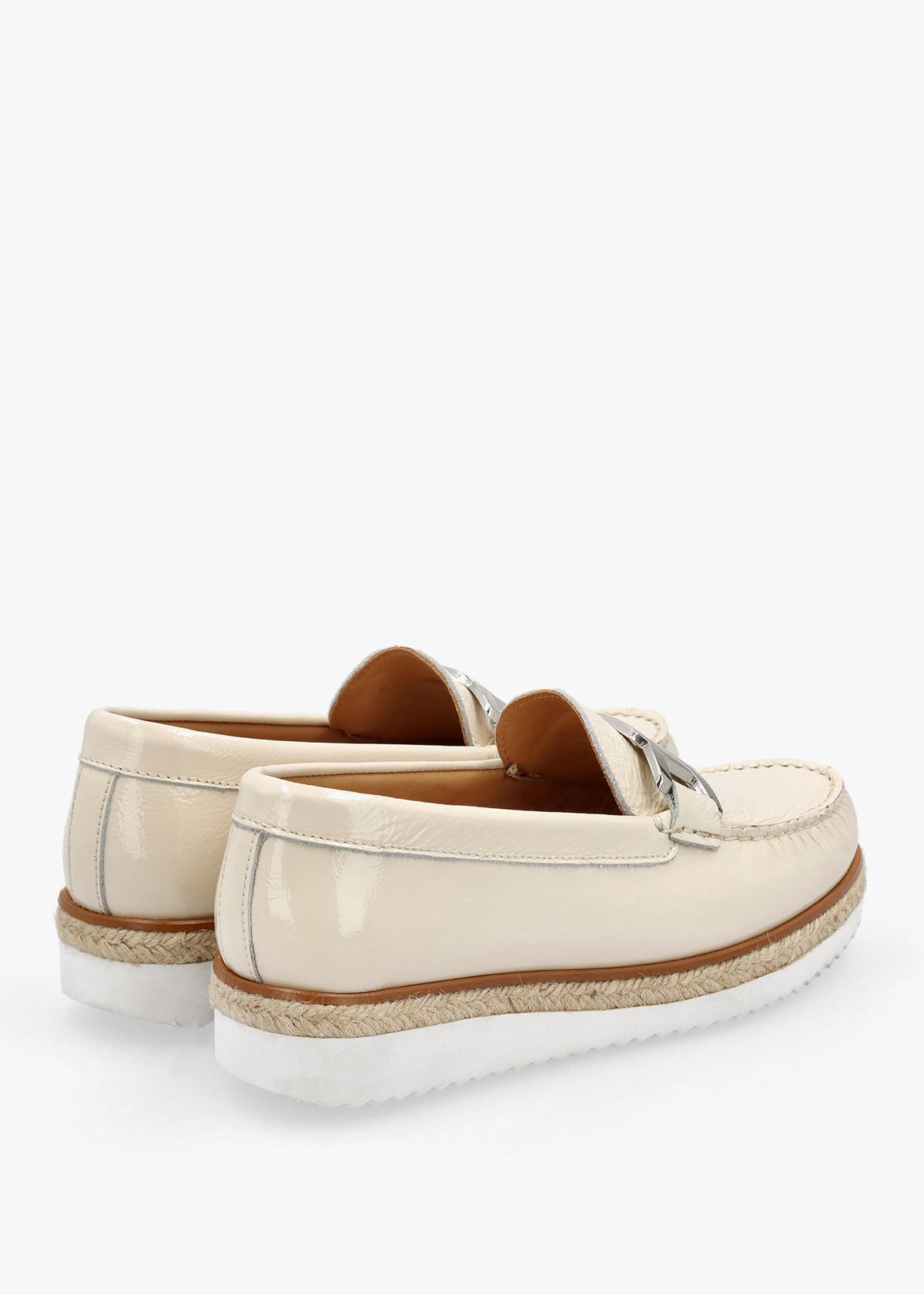 Peonie Beige Patent Leather Loafers