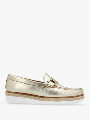 Peonie Gold Leather Loafers