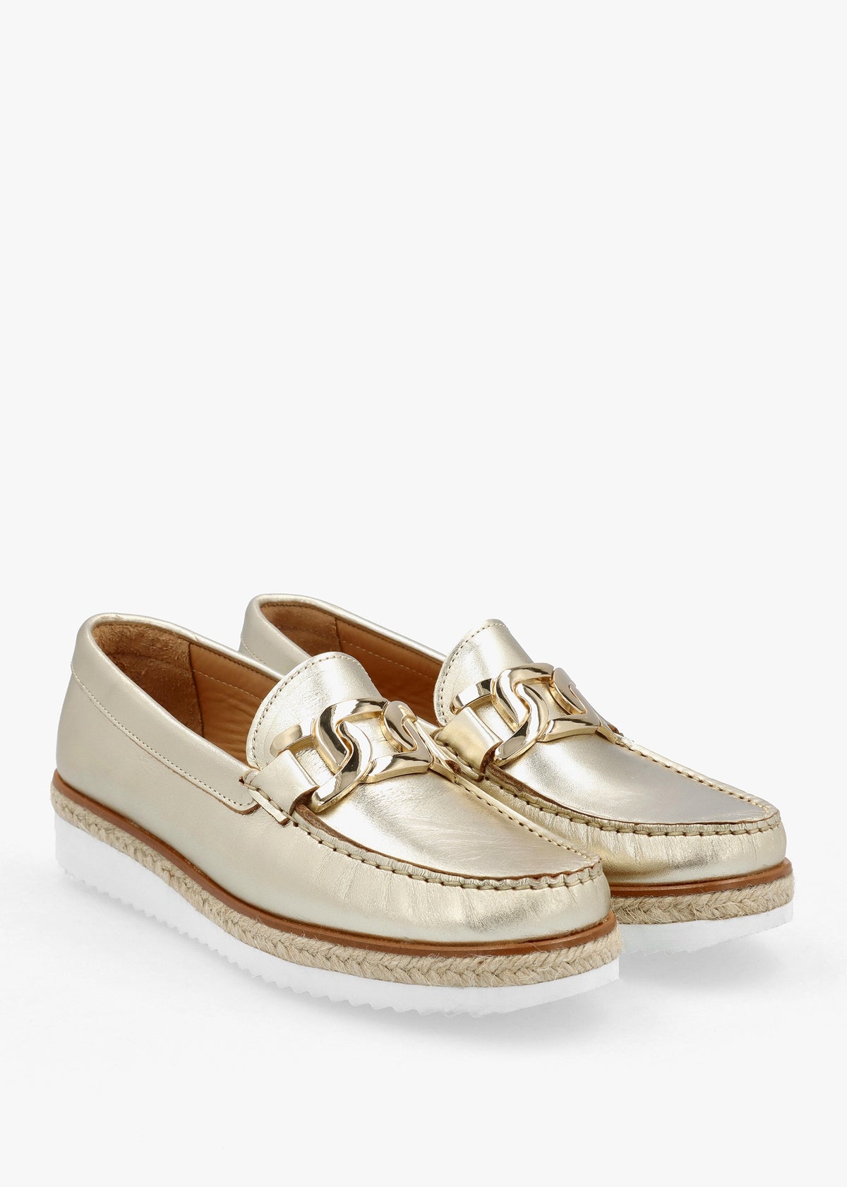Peonie Gold Leather Loafers