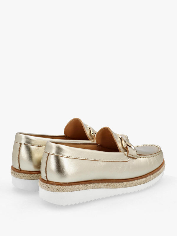 Peonie Gold Leather Loafers