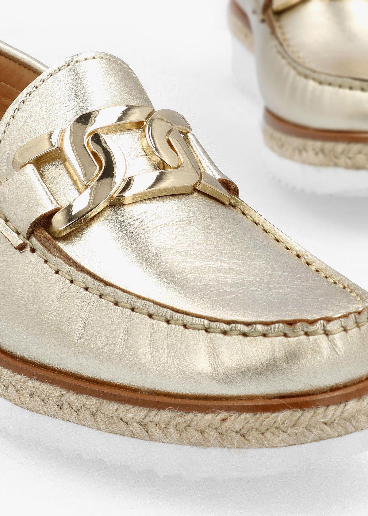 Peonie Gold Leather Loafers