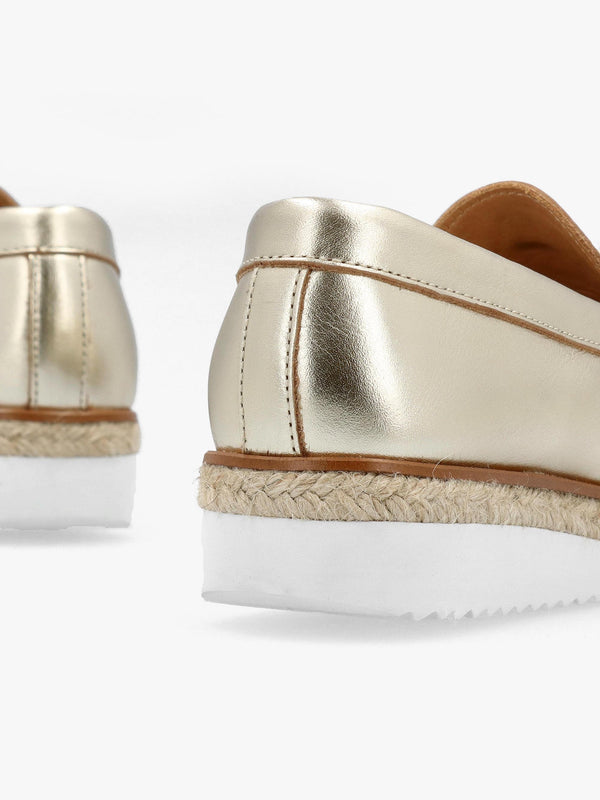 Peonie Gold Leather Loafers