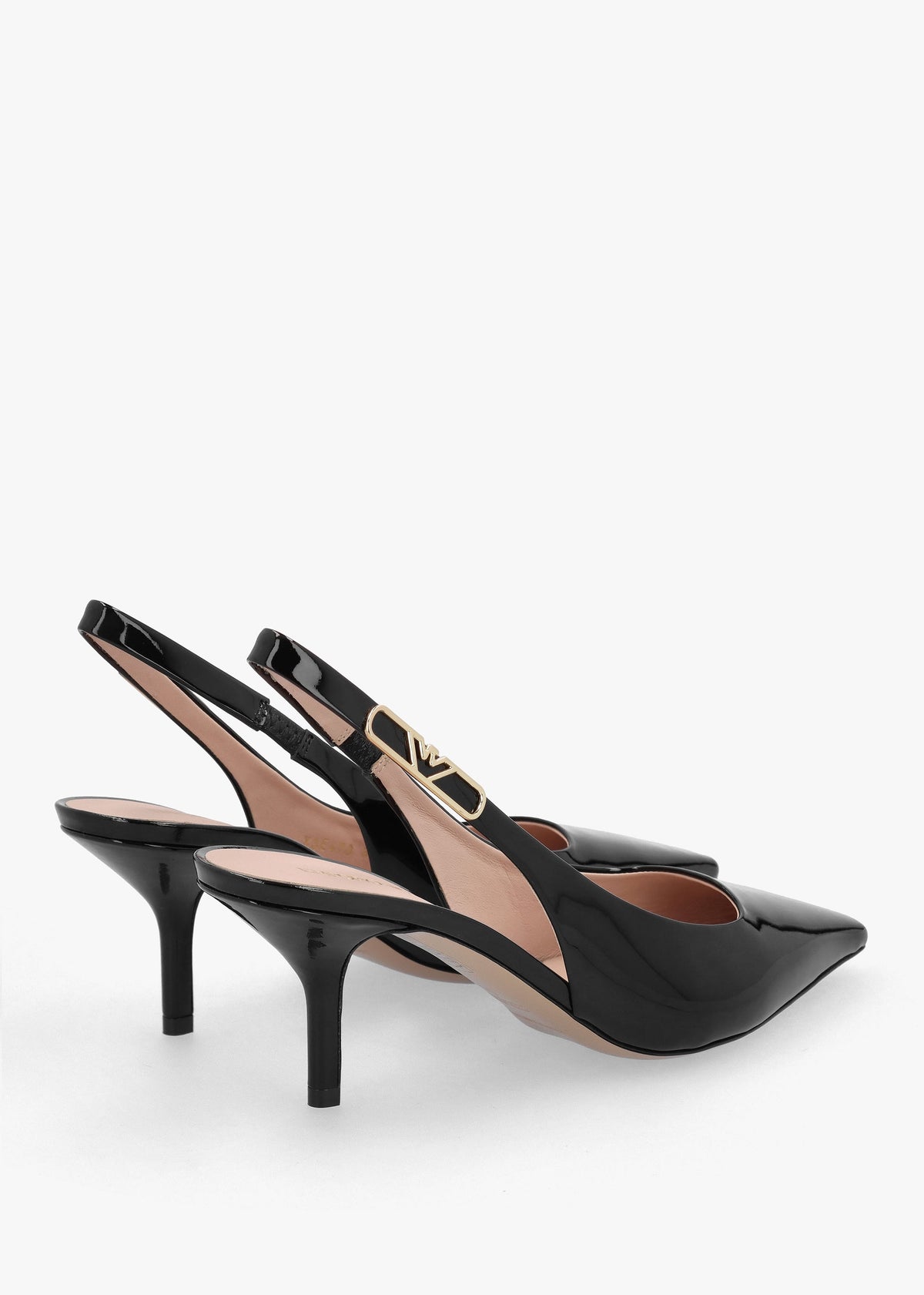 Decollete Black Patent Leather Sling Back Heels