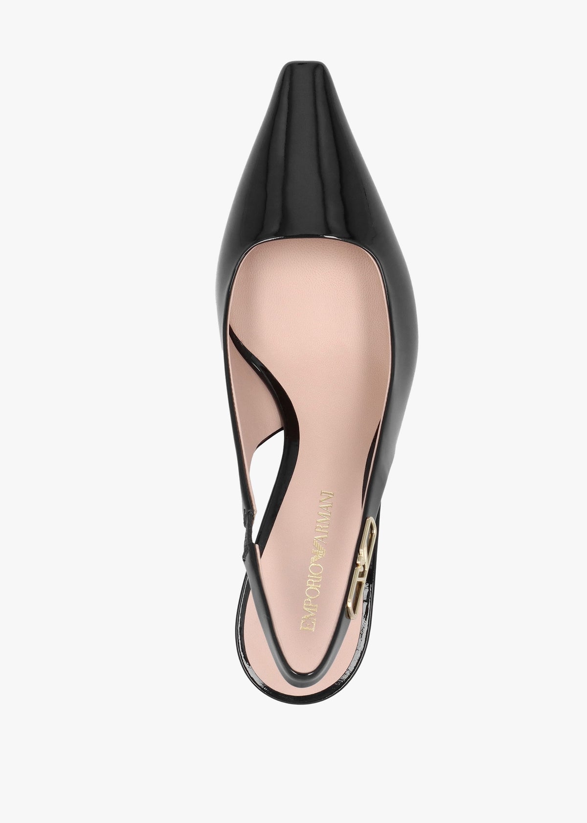 Decollete Black Patent Leather Sling Back Heels