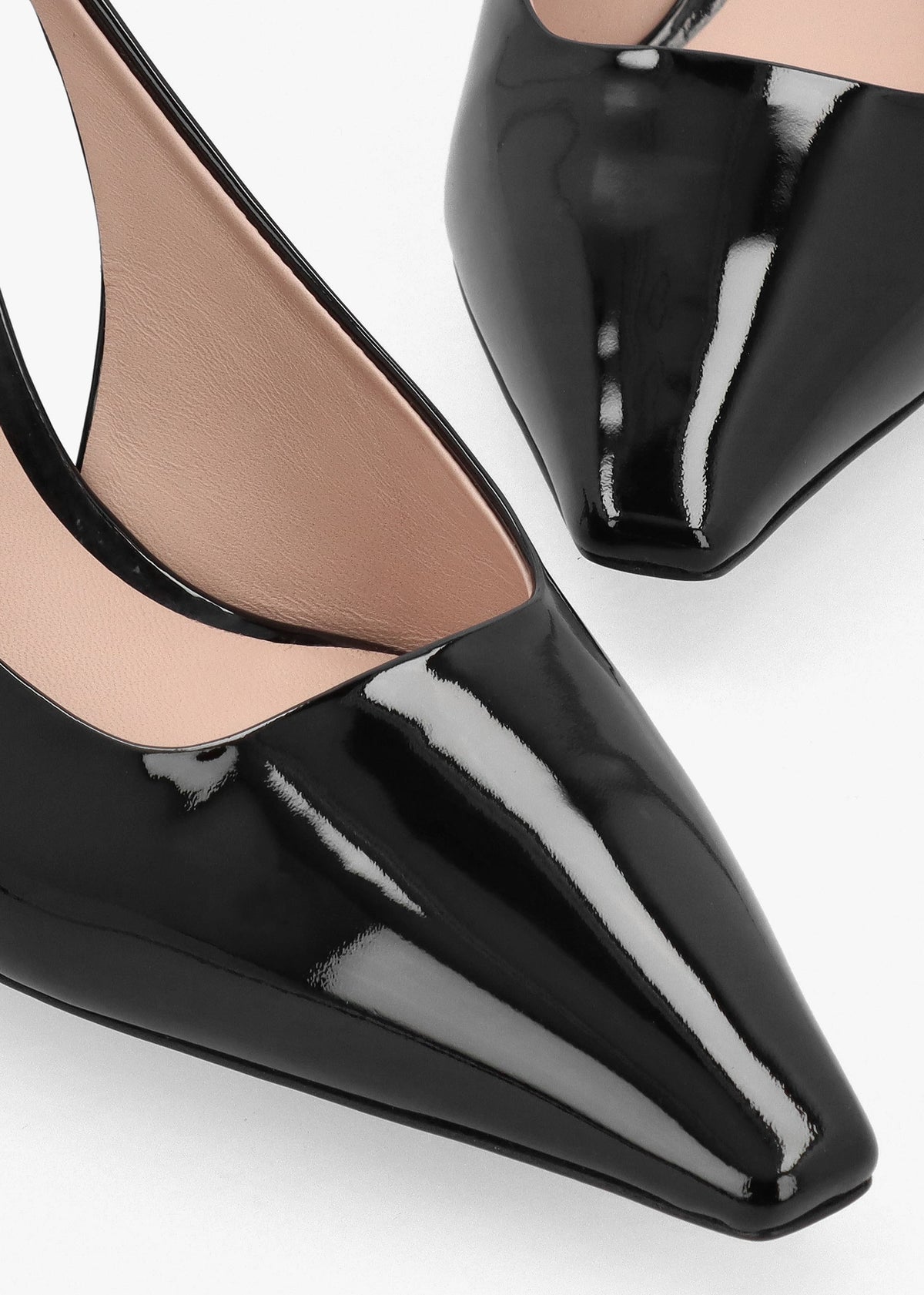 Decollete Black Patent Leather Sling Back Heels