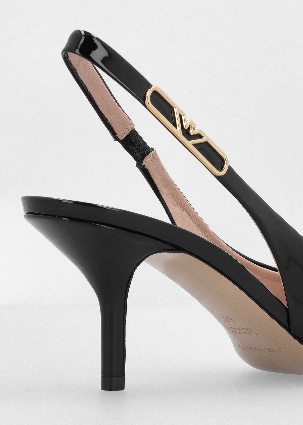 Decollete Black Patent Leather Sling Back Heels