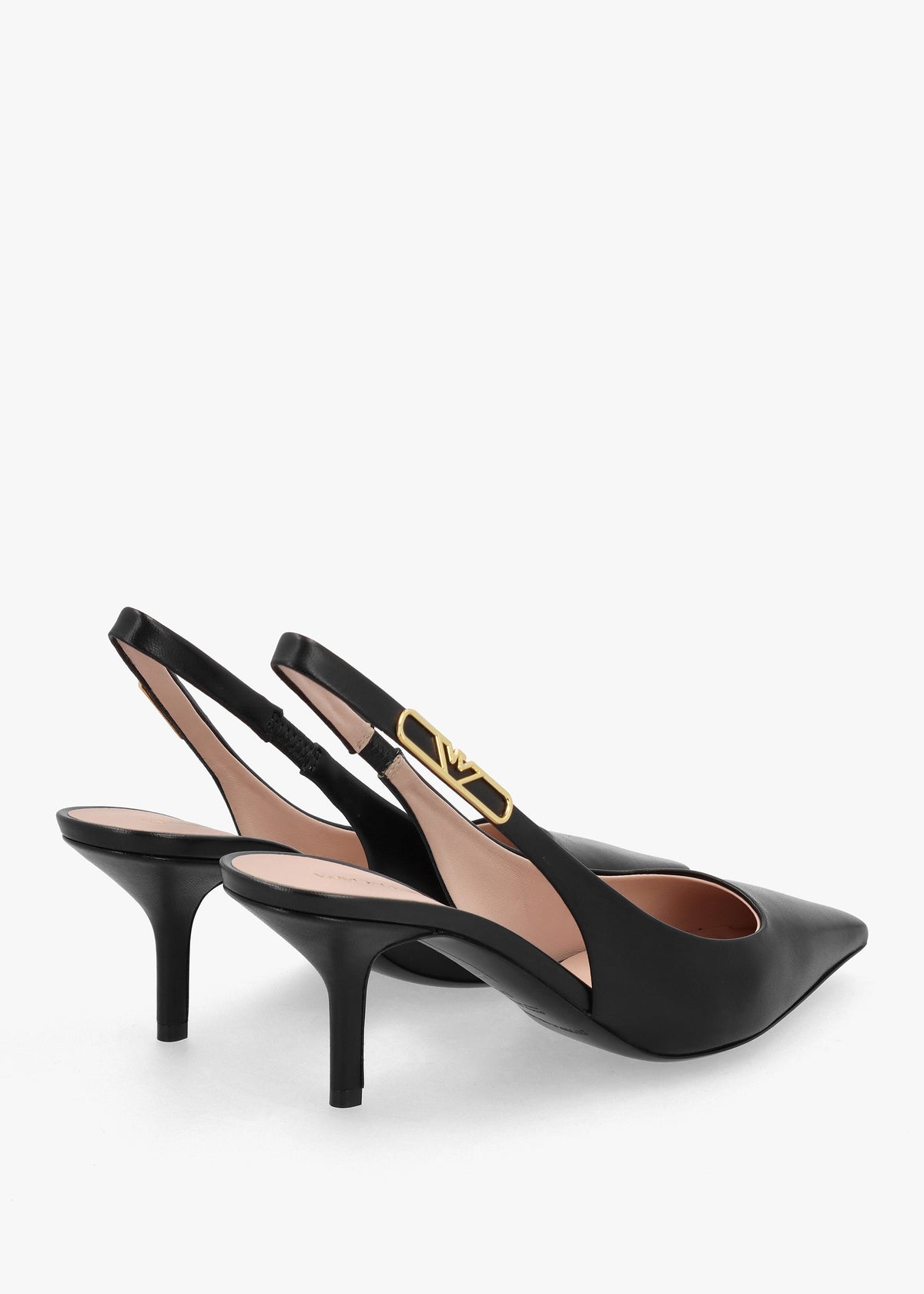 Decollete Black Leather Sling Back Heels