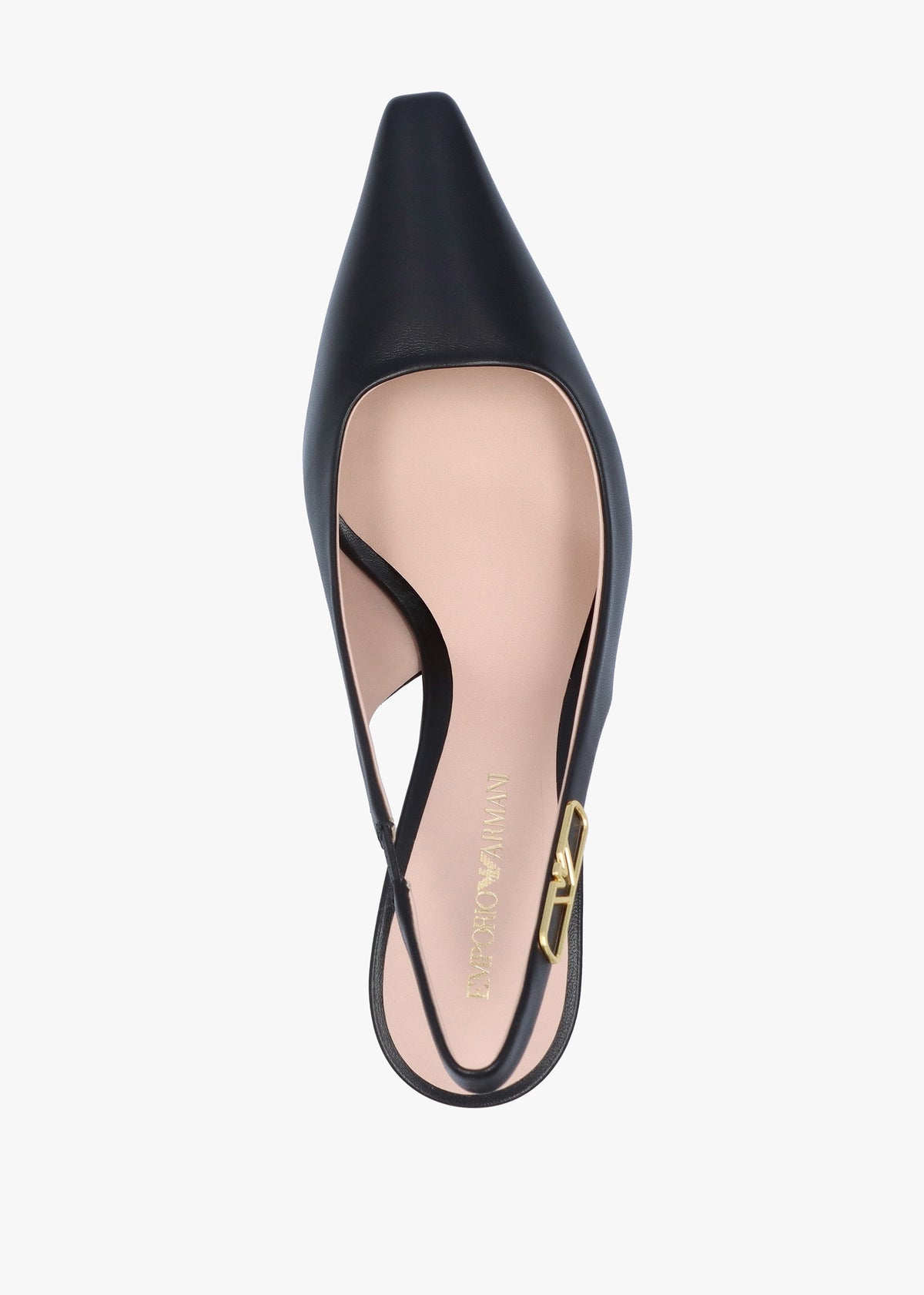 Decollete Black Leather Sling Back Heels