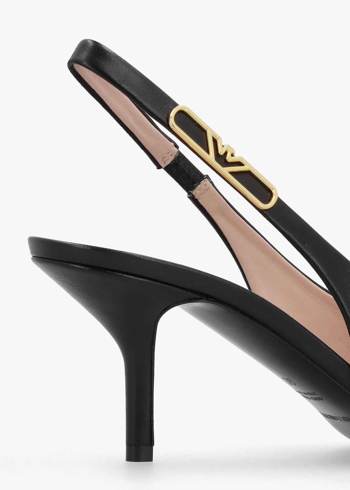 Decollete Black Leather Sling Back Heels