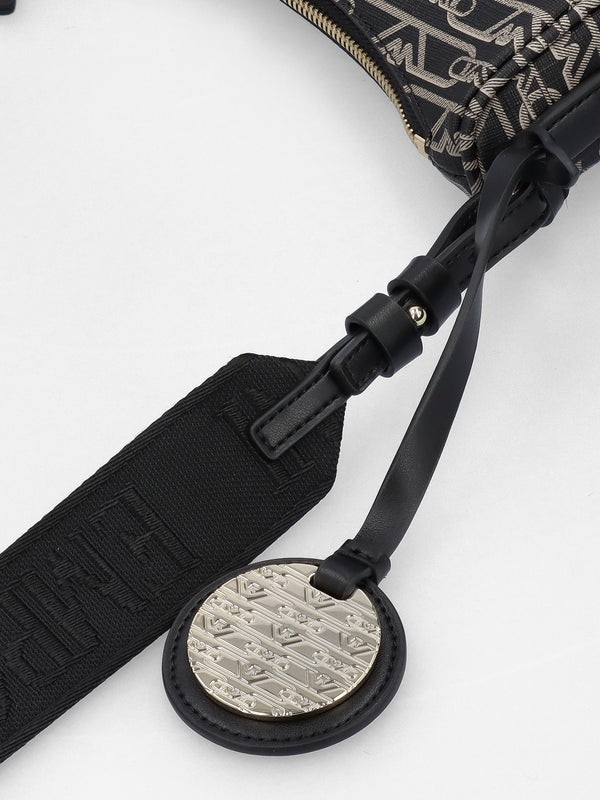 Lilly Logo Nero Ecru Baguette Bag