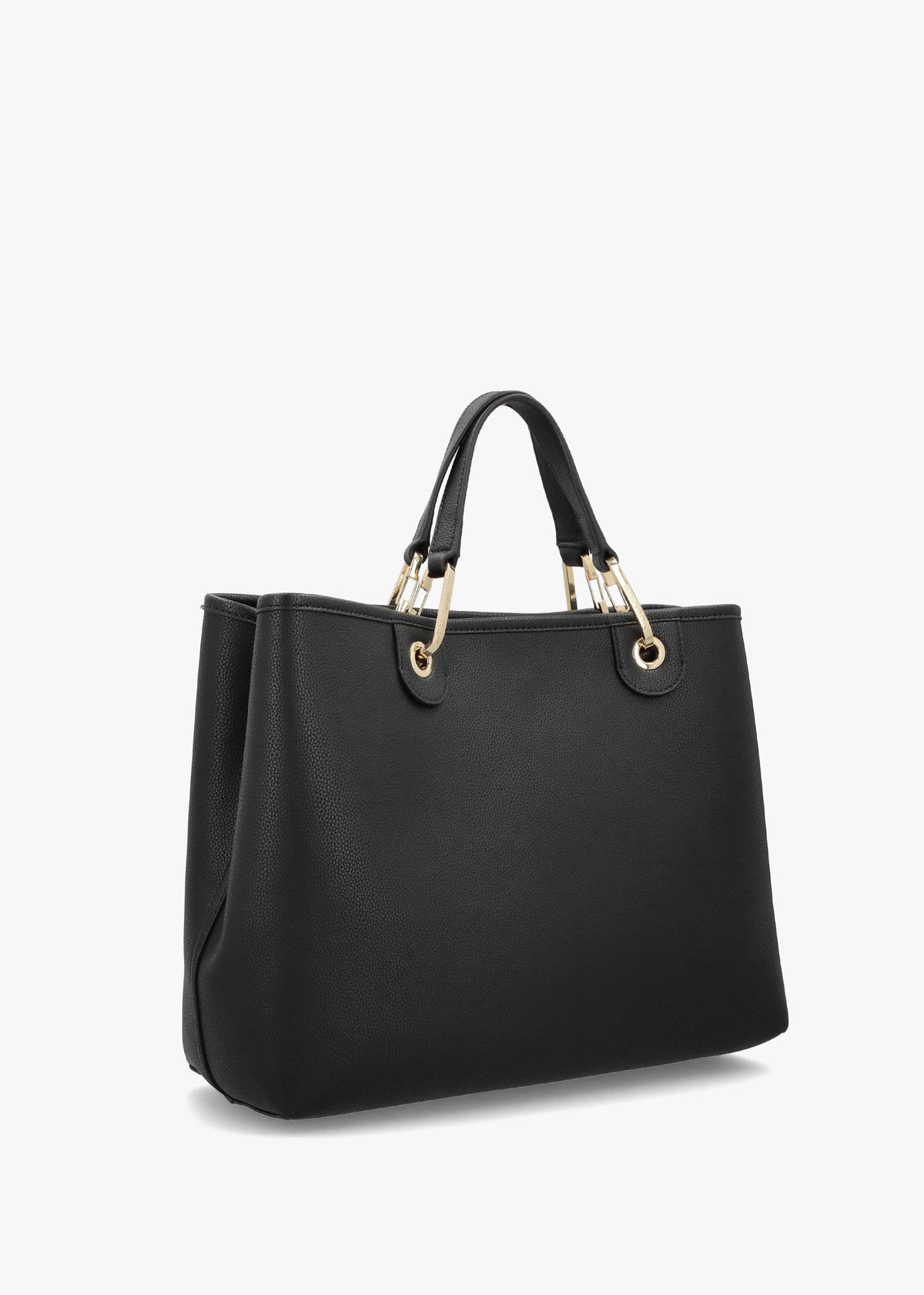Black & Silver Pebbled Shopper With Pouch