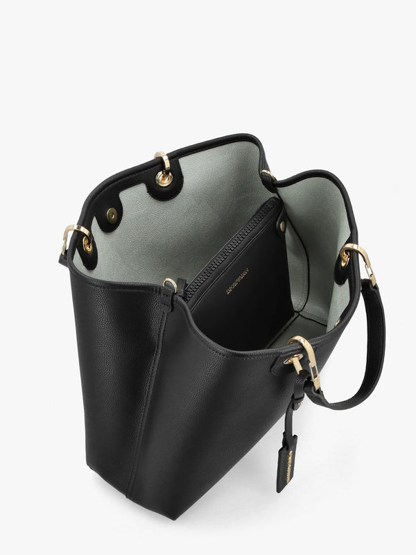 Black & Silver Pebbled Shopper With Pouch