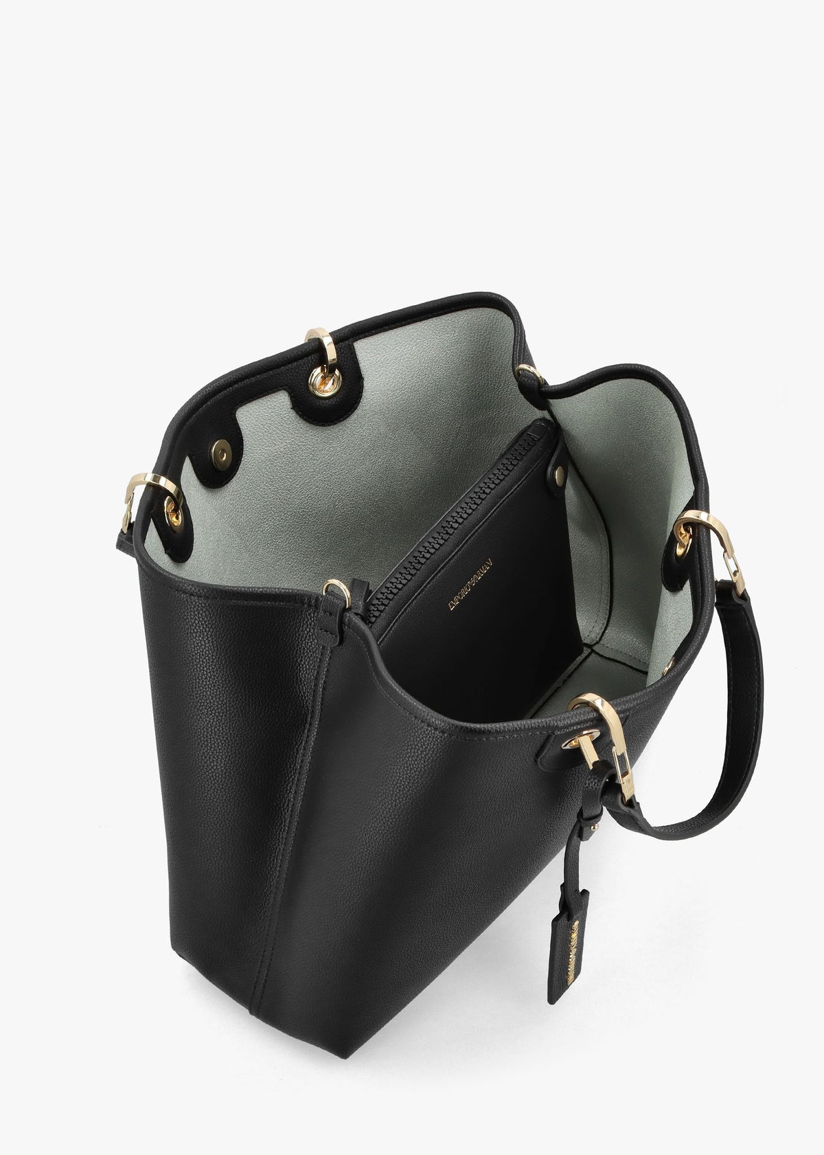 Black & Silver Pebbled Shopper With Pouch