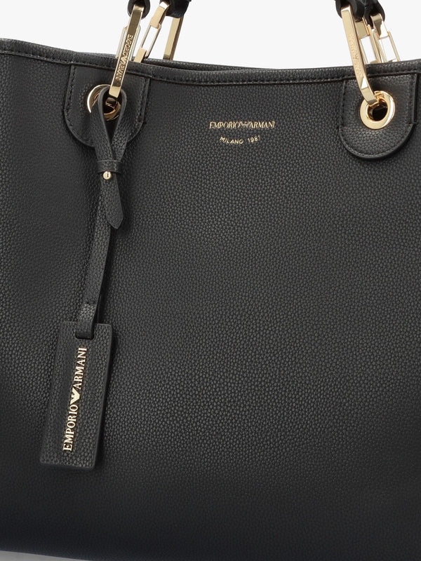 Black & Silver Pebbled Shopper With Pouch