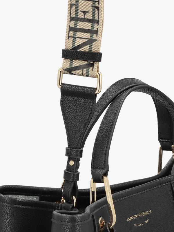 Black & Silver Pebbled Shopper With Pouch