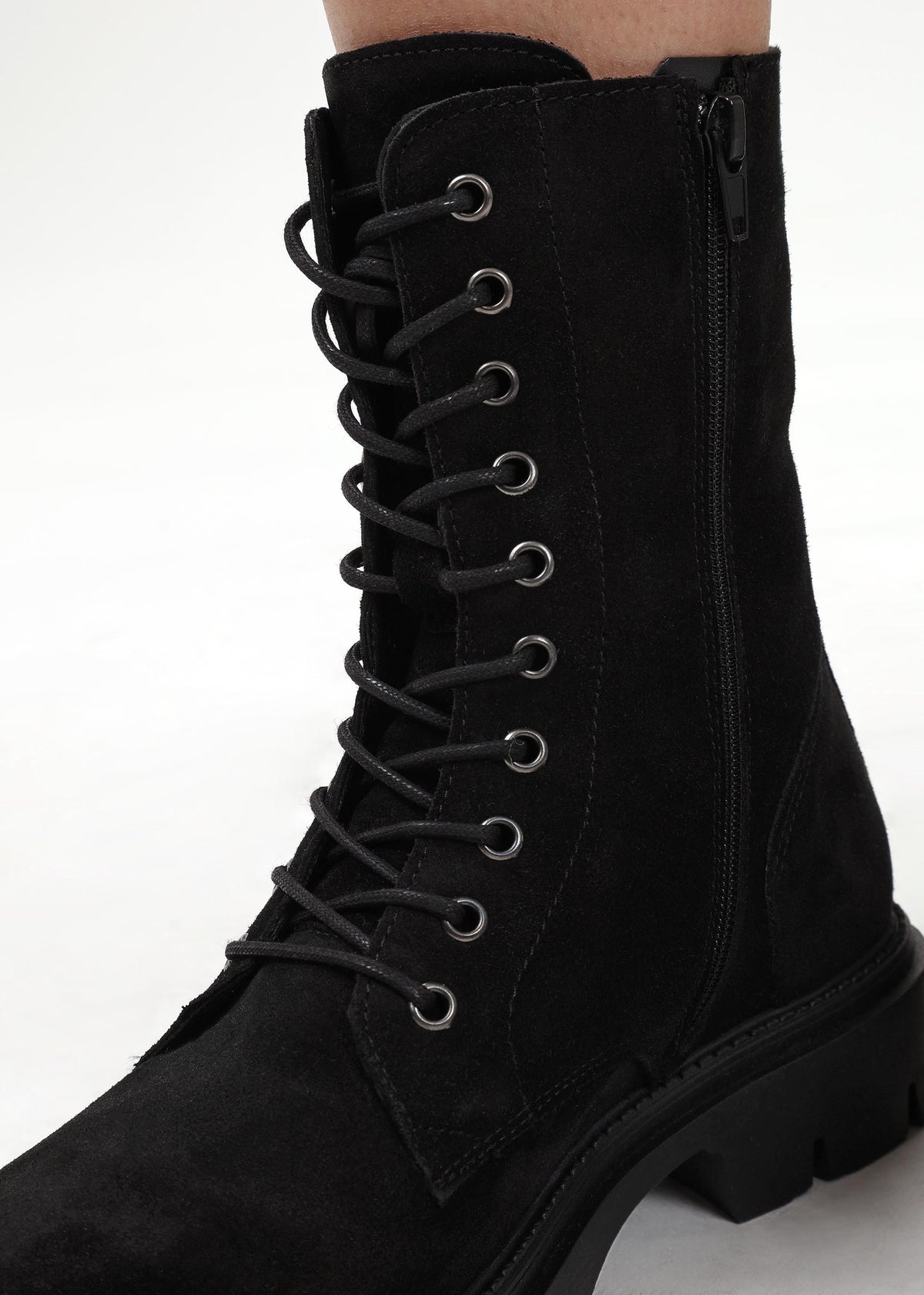 Lacie Black Suede Lace Up Ankle Boots