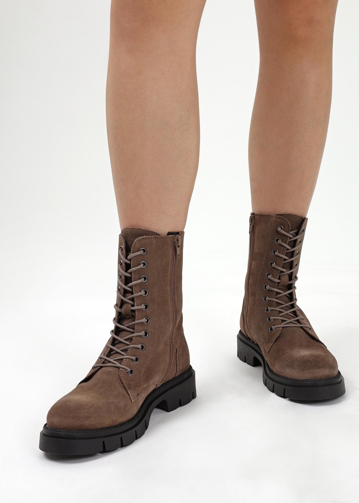 Lacie Taupe Suede Lace Up Ankle Boots