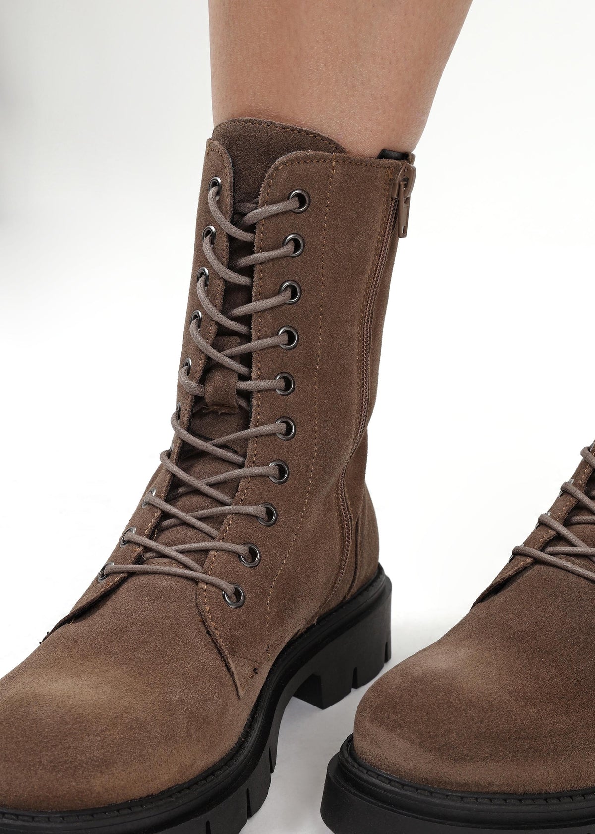 Lacie Taupe Suede Lace Up Ankle Boots