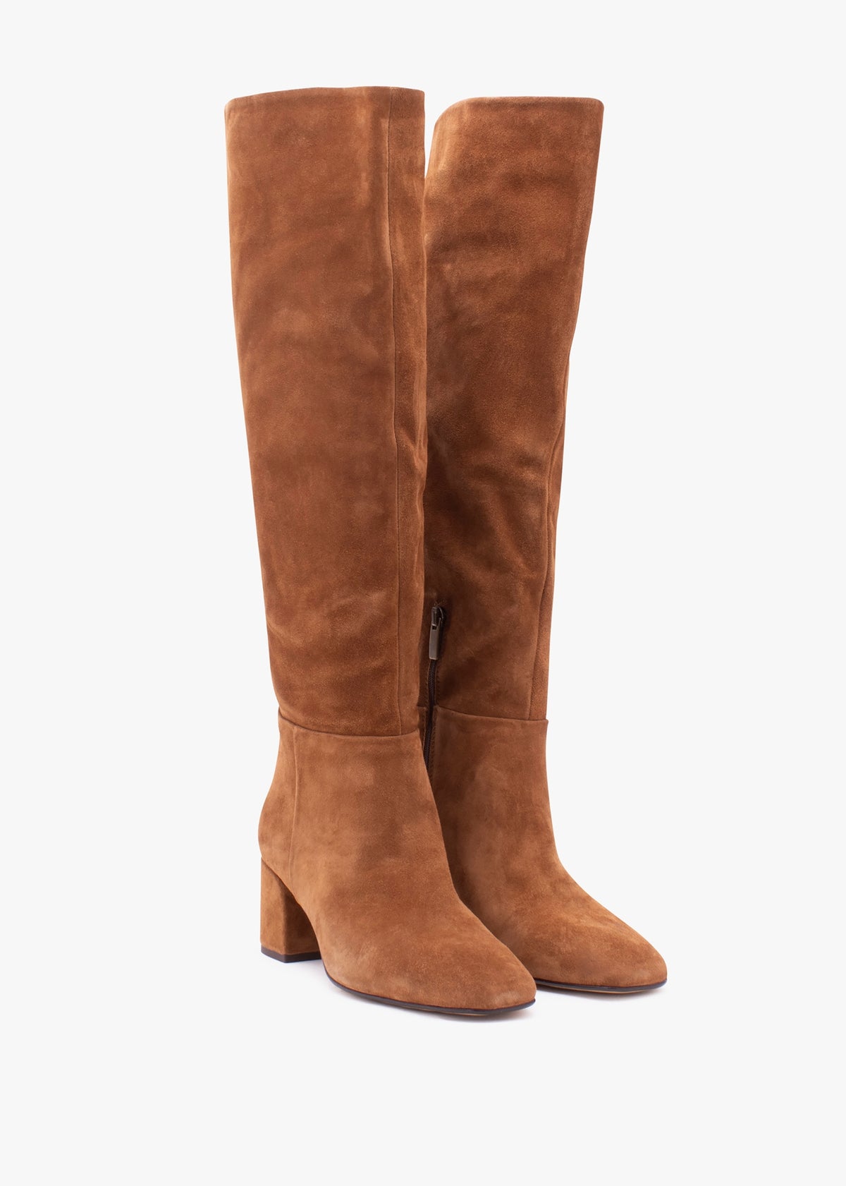 Lancey Tan Suede Block Heel Knee Boots