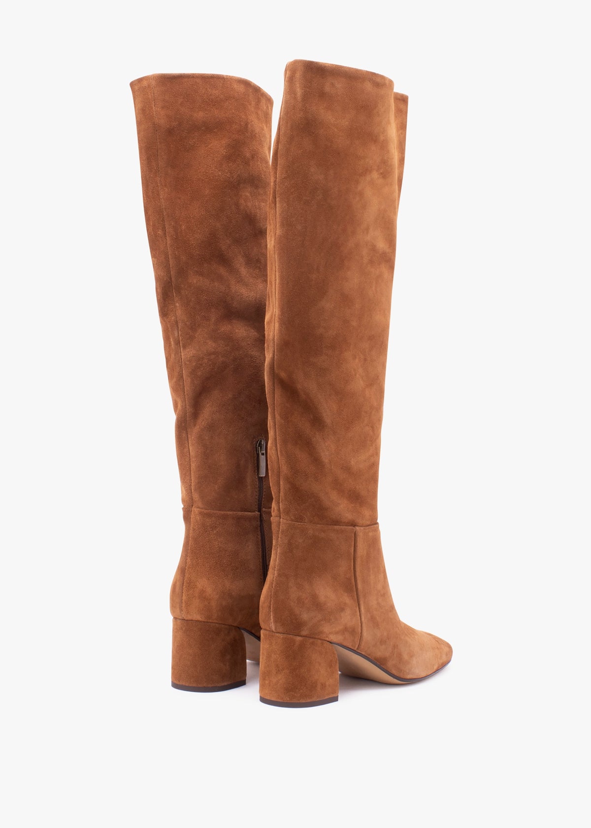 Lancey Tan Suede Block Heel Knee Boots