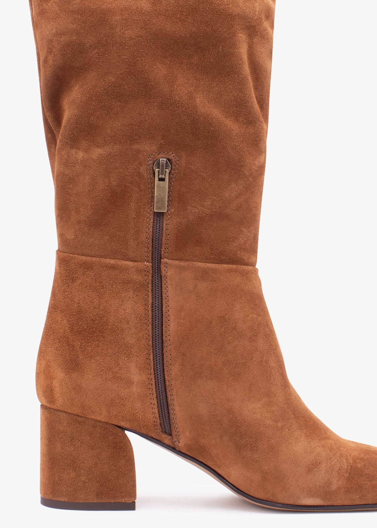 Lancey Tan Suede Block Heel Knee Boots