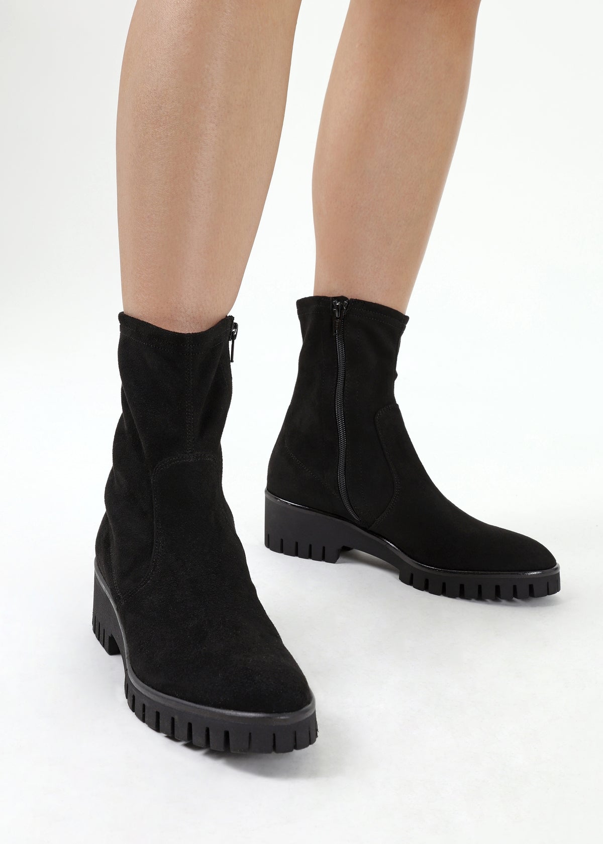 Larity Black Suedette Ankle Boots
