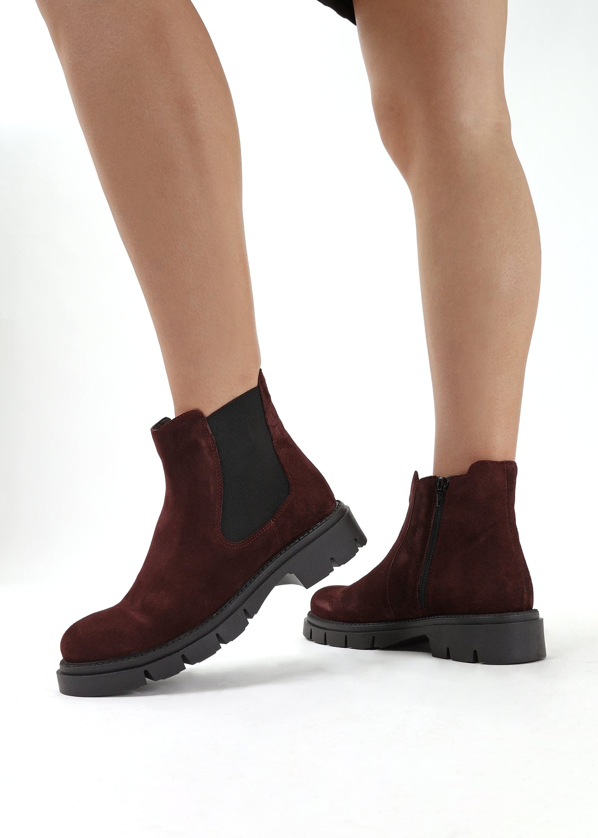 Leah Burgundy Suede Chelsea Boots