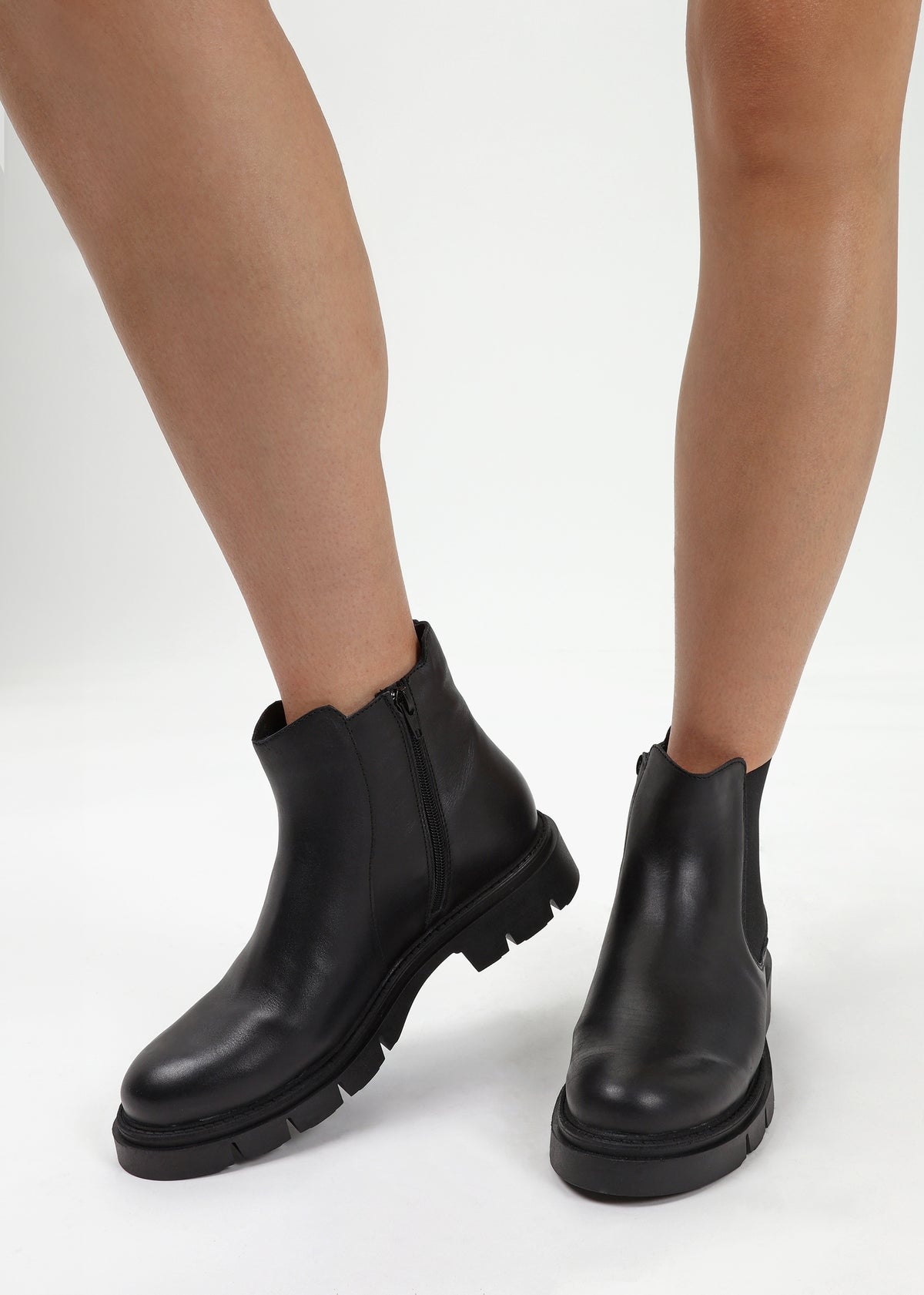 Leah Black Leather Chelsea Boots