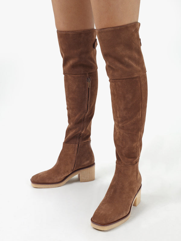 Lette Taupe Suede Over The Knee Boots
