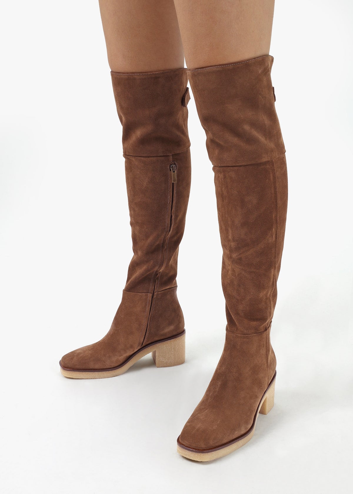 Lette Taupe Suede Over The Knee Boots