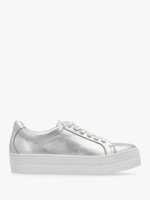 Piccadilly Circus Silver Leather Flatform Trainers